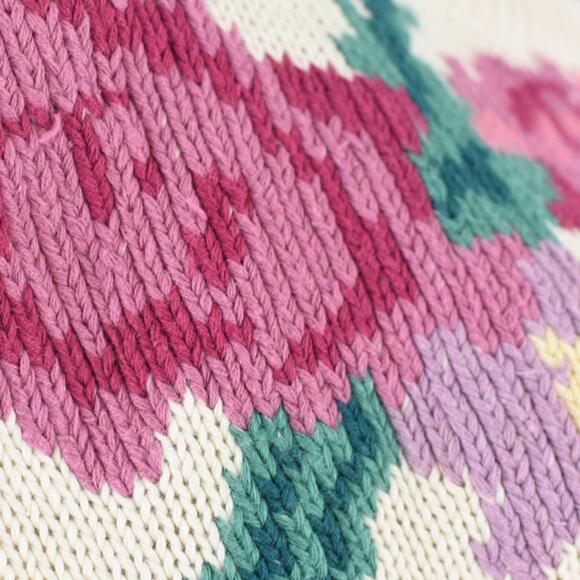 Vintage Cream Floral Cottagecore Chunky Knit Sweater NWT Women's Medium - Picture 7 of 10